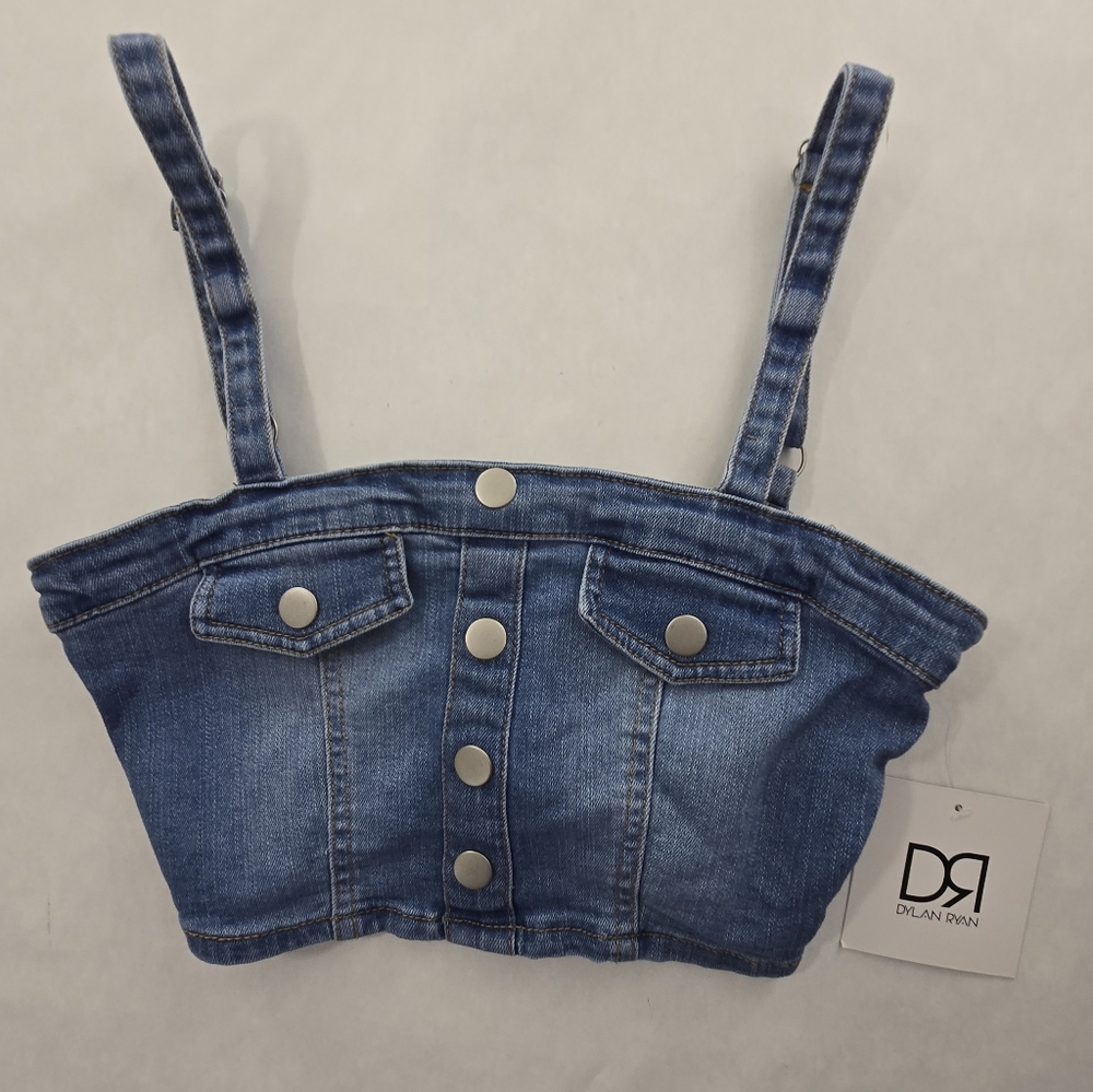 DYLAN RYAN Blue Denim Sexy Strappy Crop Top NWT/SIZE Small